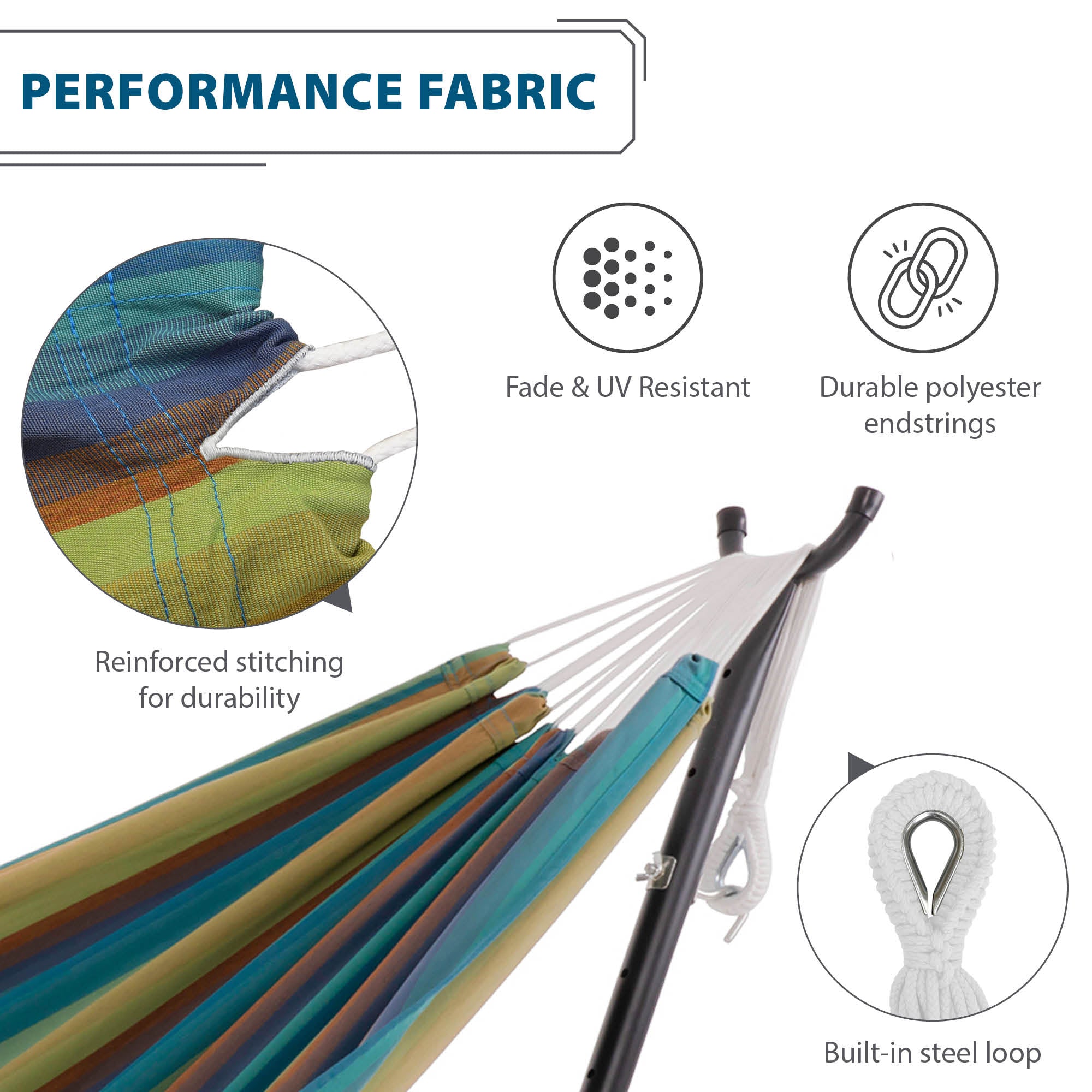 Brazilian Style Sunbrella® Hammock - Lagoon