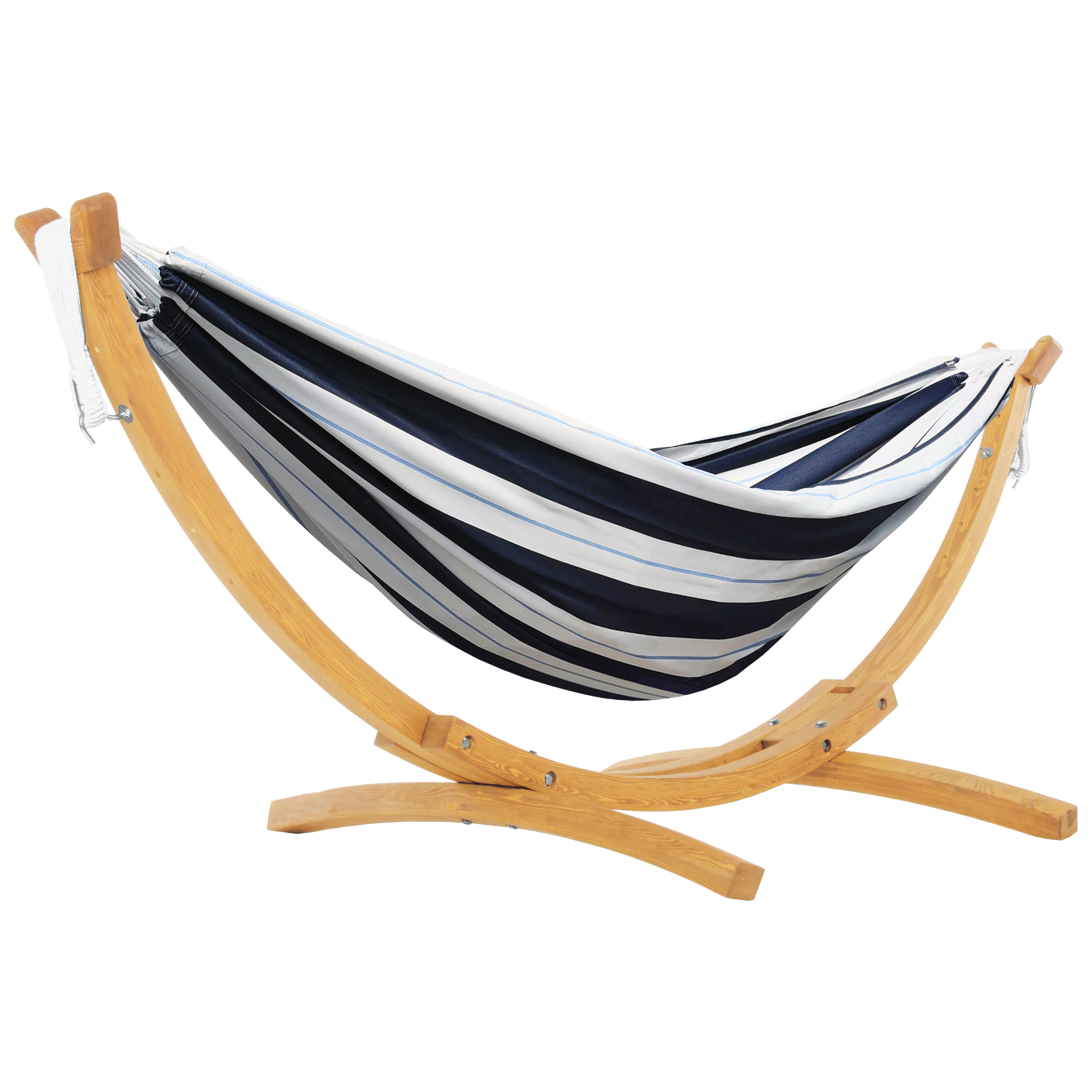 Double Cotton Hammock with Solid Pine Stand (8ft/260cm) - Harbour
