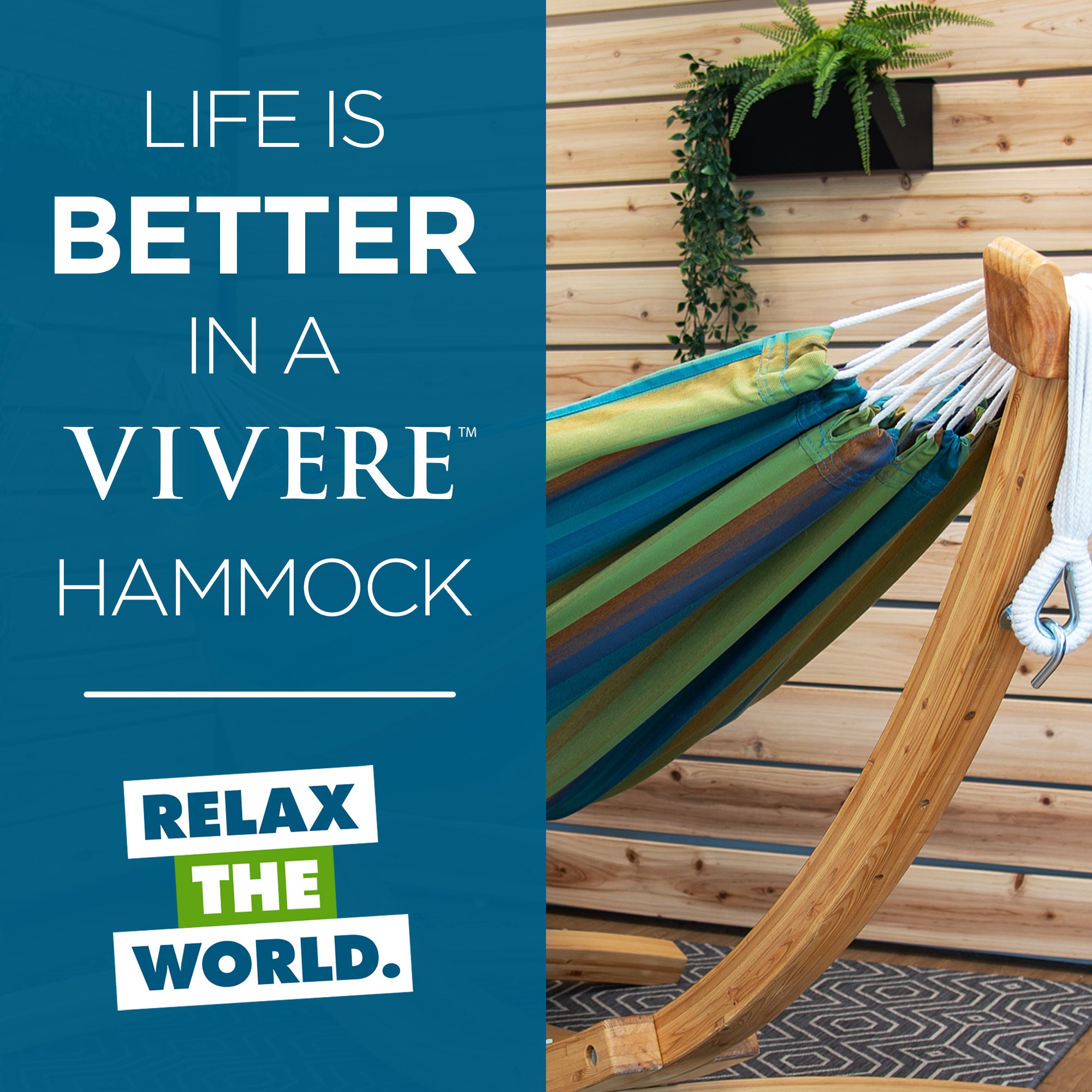 Hamac double Sunbrella® avec support en pin massif (260 cm) - Token Surfside