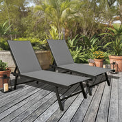 Sentosa Phifer® & Aluminum Lounger Set (2pc) - Black Chrome
