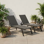Sentosa Phifer® & Aluminum Lounger Set (2pc) - Black Chrome
