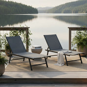 Sentosa Phifer® & Aluminum Lounger Set (2pc) - Black Chrome