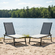 Sentosa Phifer® & Aluminum Lounger Set (2pc) - Black Chrome