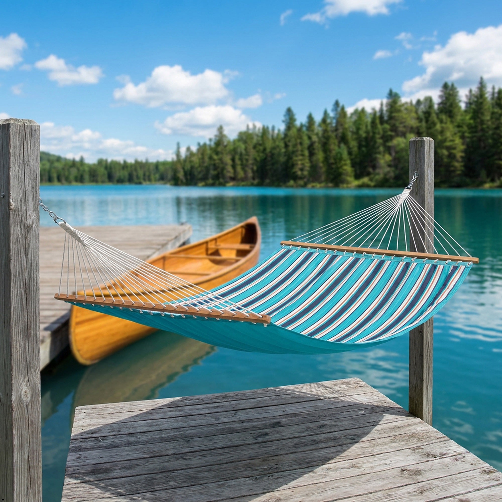 Sunbrella® Quilted Spreader Bar Hammock - Token Surfside & Aruba