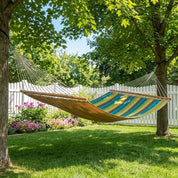 Sunbrella® Quilted Spreader Bar Hammock - Lagoon & Sand