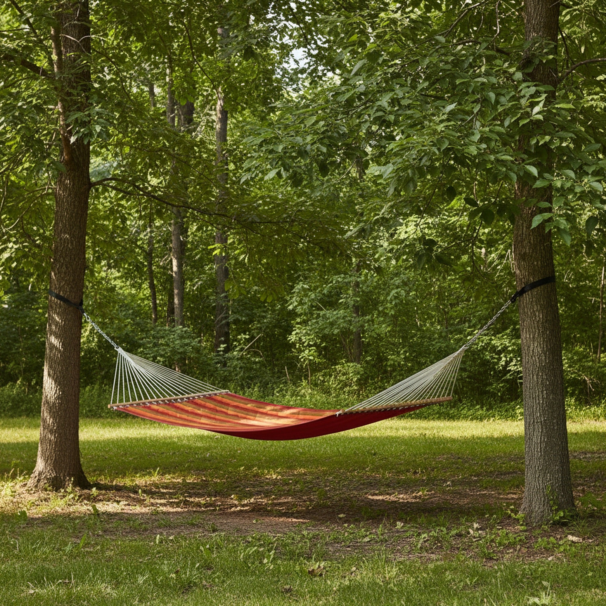 Sunbrella® Quilted Spreader Bar Hammock - Sunset & Crimson