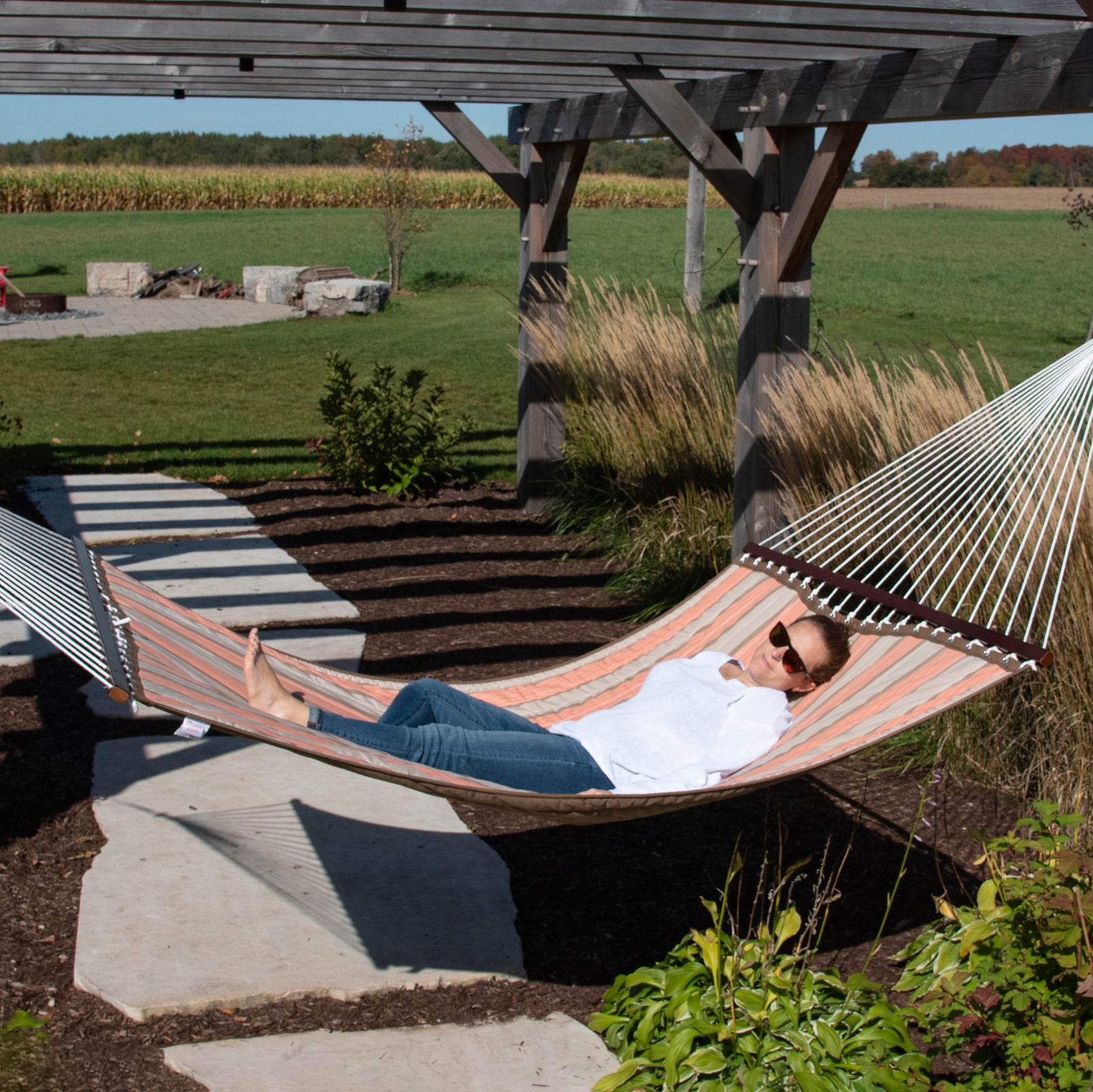Sunbrella® Quilted Spreader Bar Hammock - Cameo
